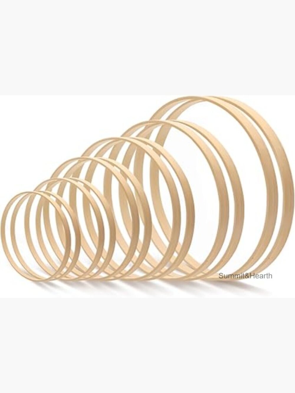 12 Bamboo Craft Hoops, 6 Sizes for DIY Wreaths, Dream Catchers, Wall Decor